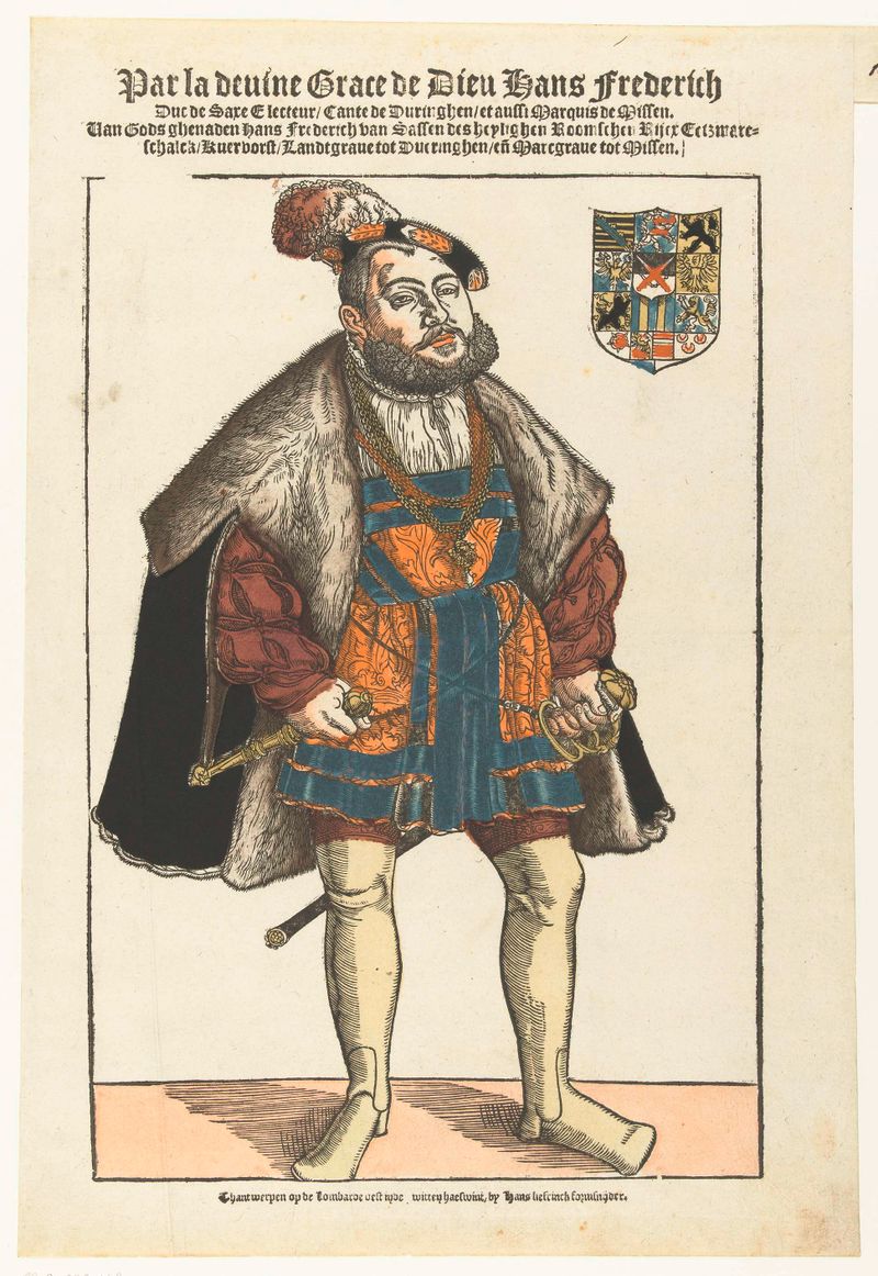 Retrato de Johan Frederik van Saksen, óleo sobre painel de Hans Liefrinck