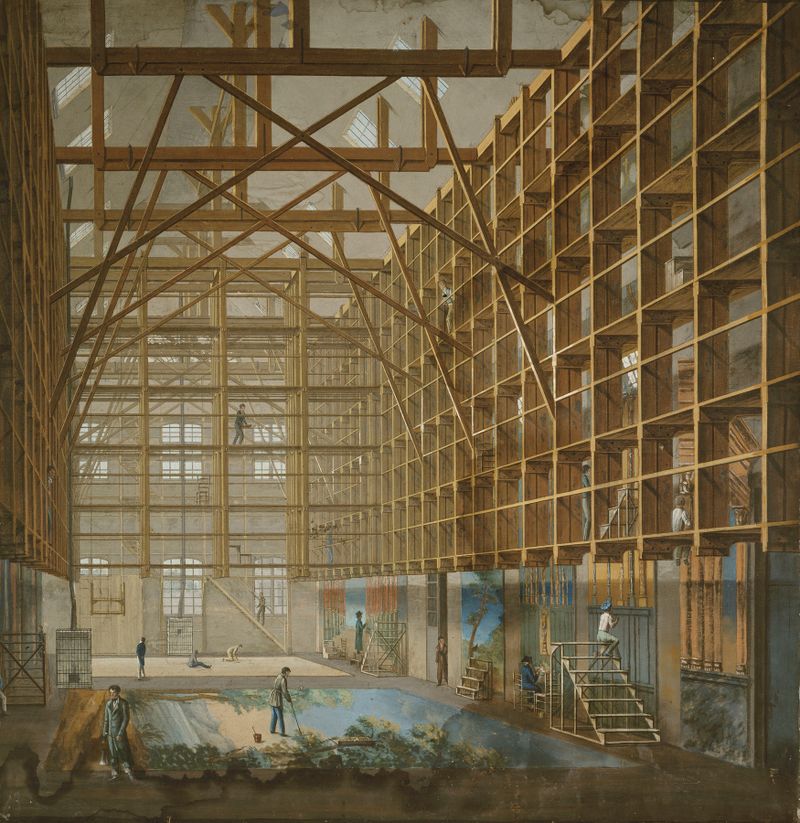 Cena interna de um ateliê operático, 1821, de Unknown Artist