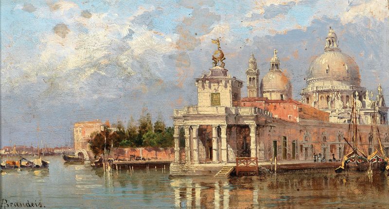 Veneza, Santa Maria della Salute com Old Dogana, pintura a óleo de Antonietta Brandeis