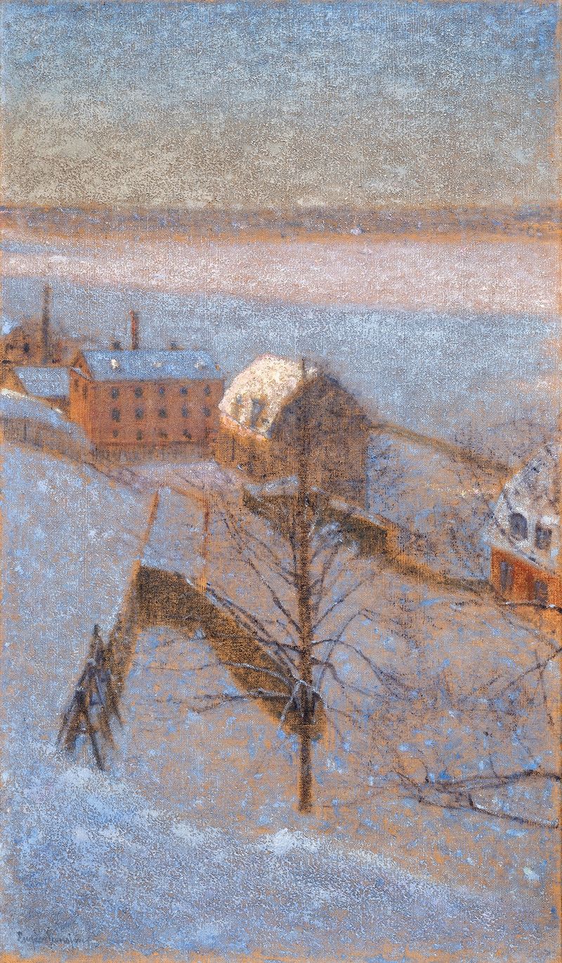Winter landscape of Stockholm by Eugène Jansson, oil on canvas