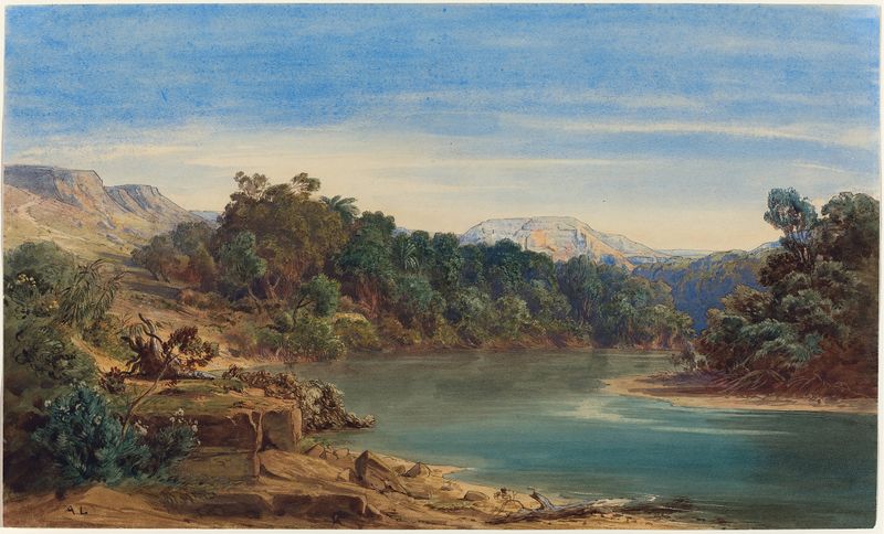 Pintura al óleo de un paisaje fluvial de August Löffler