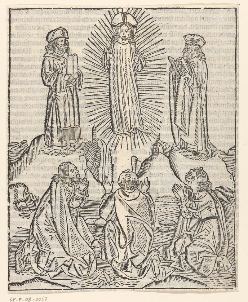 Escena religiosa que representa a Cristo iluminado por luz divina, papel de Master of Delft