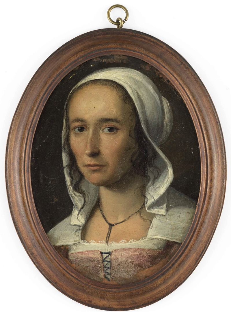 Retrato de una mujer, artista desconocido, medio metal