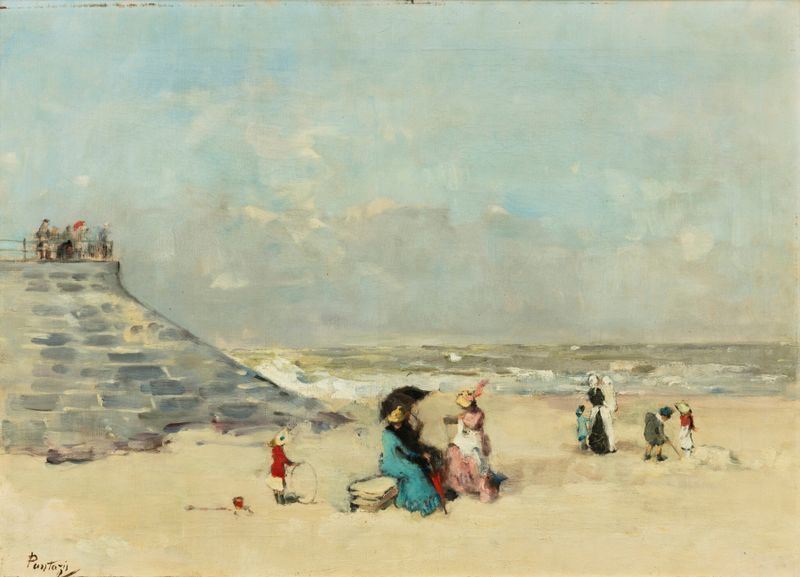 Marine scene at Ostend by Pericles Pantazis, oil on canvas