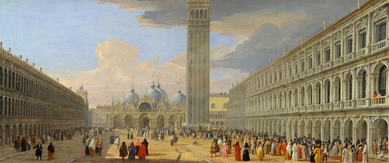 Plaza de San Marcos, Venecia, óleo sobre lienzo de artista desconocido
