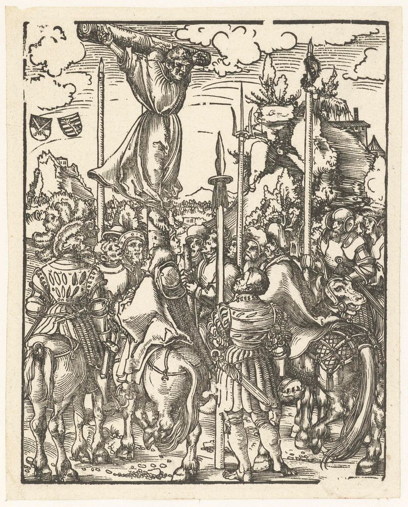 Cena da crucificação com Philip, gravura de Lucas Cranach
