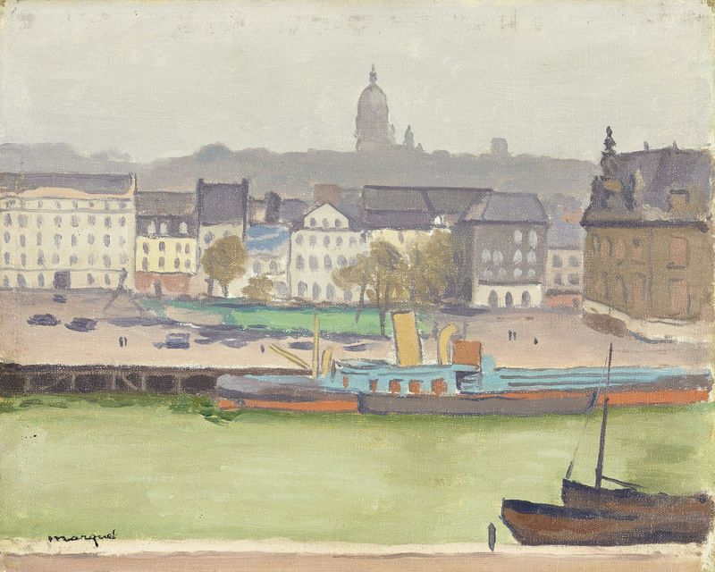 Cena marinha de Boulogne sur mer, le port et la ville de Albert Marquet, pintura a óleo