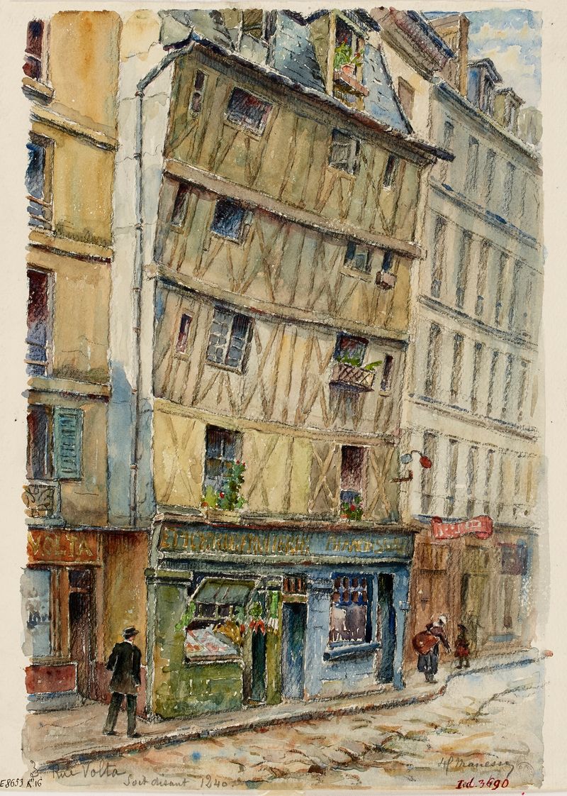 Arquitetura de Vieille maison du XIIIè siècle por Georges-Henri Manesse, óleo sobre tela