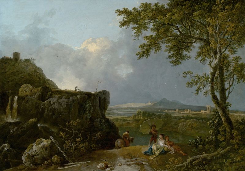 The White Monk by Richard Wilson, oil painting of a cloaked figure in tranquility.