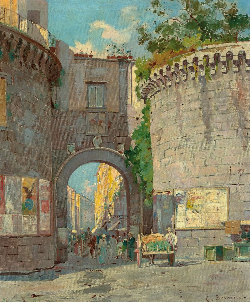 Porta Nolana by Carlo Brancaccio, oil painting depicting urban energy.