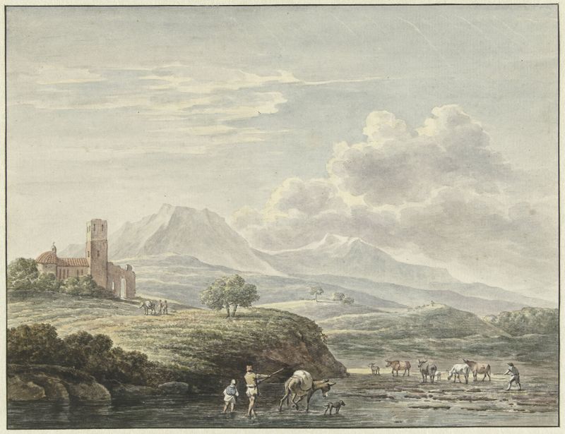 Landscape by Daniël Dupré, depicting hills and greenery in an unknown medium