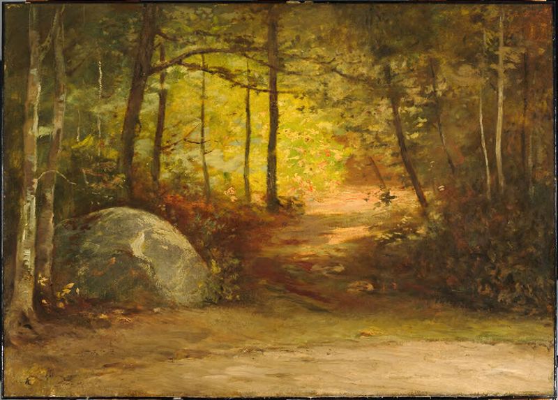 Interior scene with a solitary figure, oil on canvas by William Morris Hunt