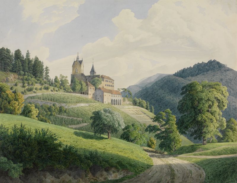 Landscape of Blick auf Schloß Eberstein by Carl Ludwig Frommel, oil painting