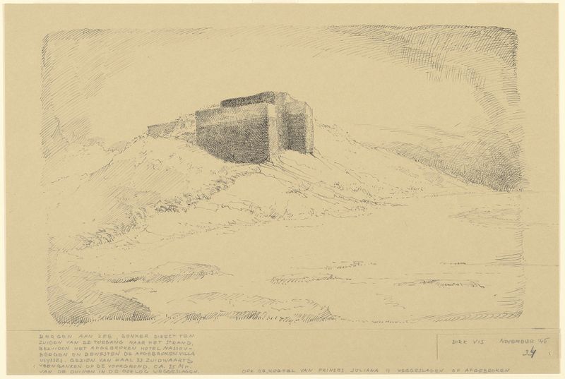 Bunker na praia de Bergen aan Zee por Dirk Vis, 1946, modernismo