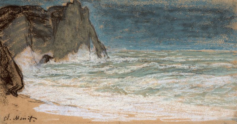 O Mar Furioso em Etretat, óleo sobre tela de Claude Monet