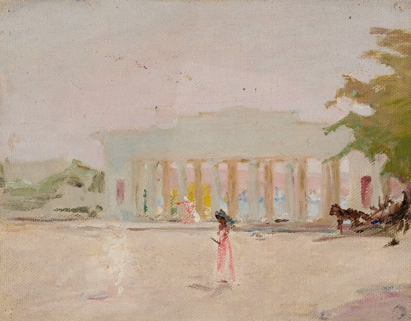 Sevastopol – Count’s Quay, óleo sobre tela de Jan Ciągliński, retratando um cais movimentado e água cintilante.
