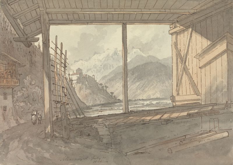 Sillian Tyrol, watercolor on paper by Rev. Charles Annesley depicting hills and sky.