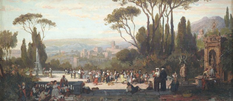 Fête à Tivoli de Willem Johannes Martens, escena de género, pintura al óleo