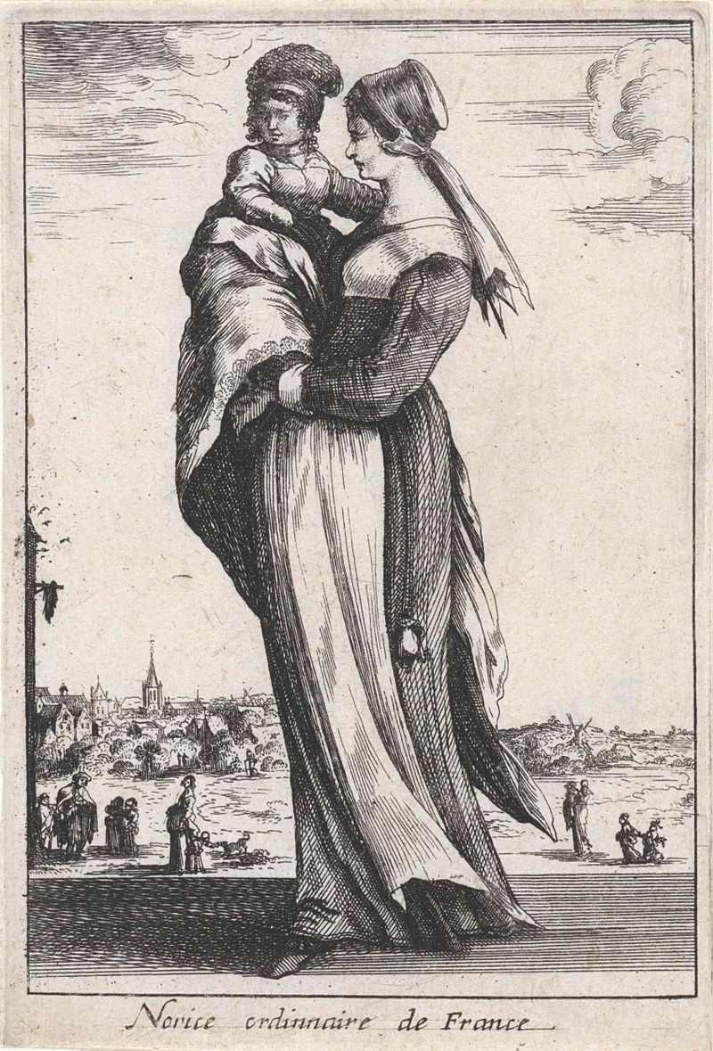 Nourice ordinaire de France, grabado de artista desconocido, que representa la belleza caótica de la vida cotidiana.