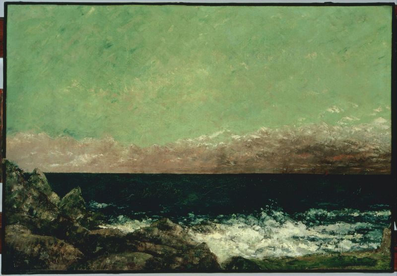Marine scene with vibrant blues by Gustave Courbet, oil painting.