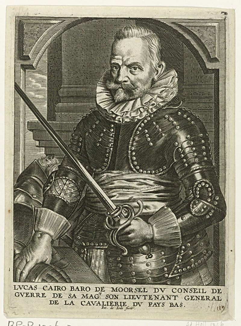 Portrait of Lucas Cayro, baron van Moorsel, etching by Pieter de Jode
