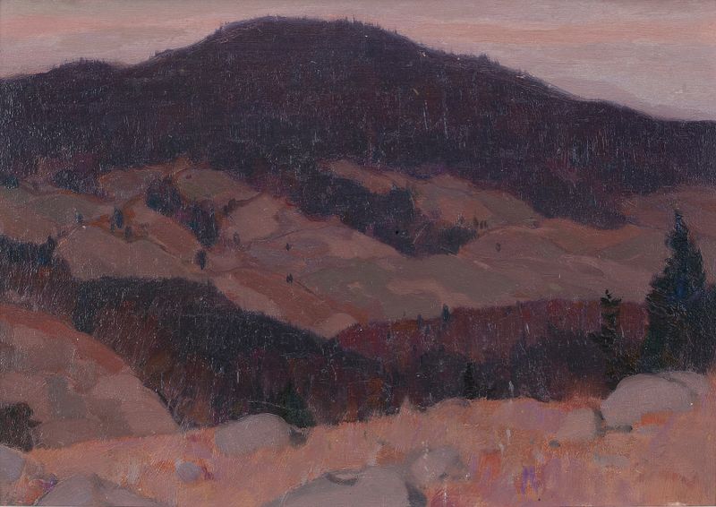 Paisagem de outono com cores vibrantes, óleo sobre tela de Clarence Alphonse Gagnon