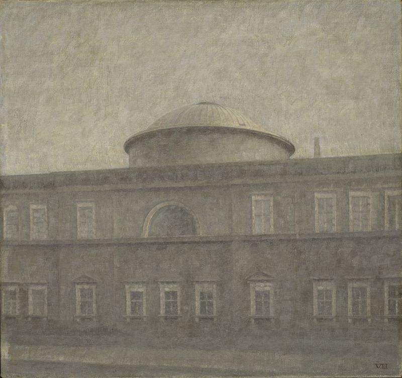 Interior de La Iglesia del Palacio Real en Copenhague, óleo sobre lienzo de Vilhelm Hammershøi