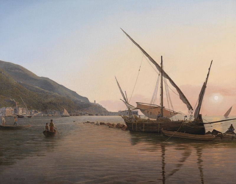 Paisagem de Castellamare am Golf von Neapel de Jakob Alt, óleo sobre tela