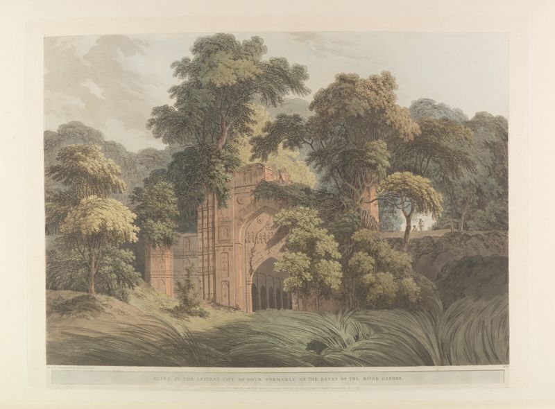 Oriental Scenery Pl.04 engraving by Thomas Daniell depicting lush mountains and flora