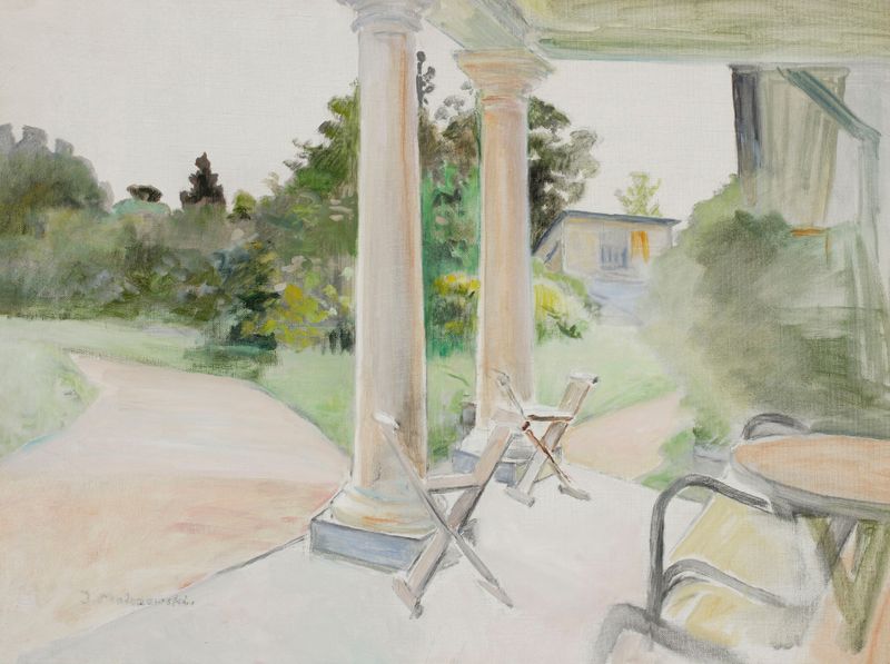 Landscape view from a porch, oil painting by Jacek Malczewski