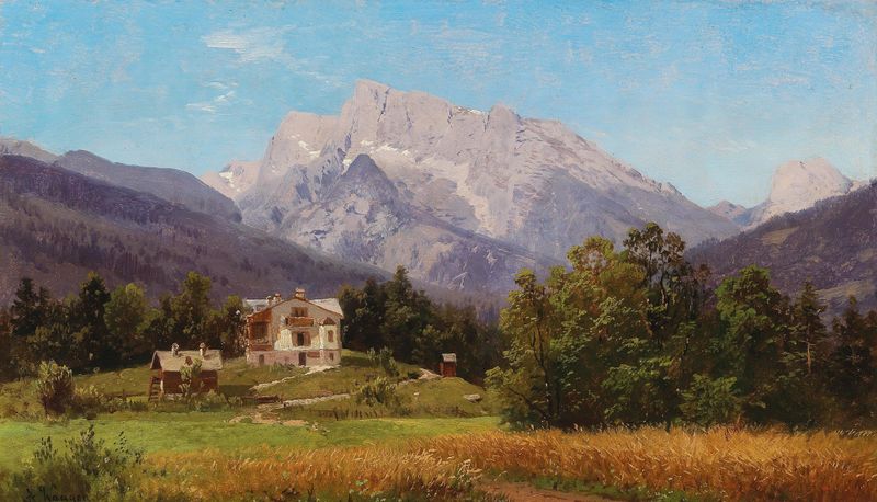 Landscape of the Alps, oil on canvas by Adalbert Waagen