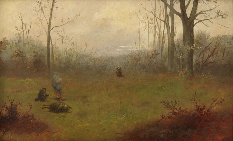 Autumn landscape oil painting by August Schaeffer von Wienwald