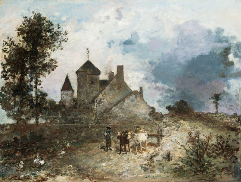 Le Chautay (Nièvre) de Johan Barthold Jongkind, óleo sobre lienzo que representa un paisaje de río sereno.
