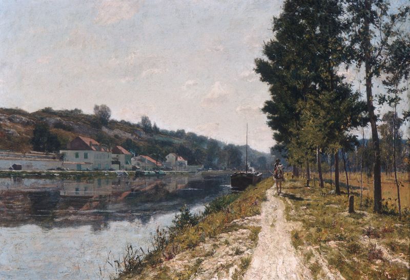 Landscape of the Loing River, oil painting by William Lamb Picknell