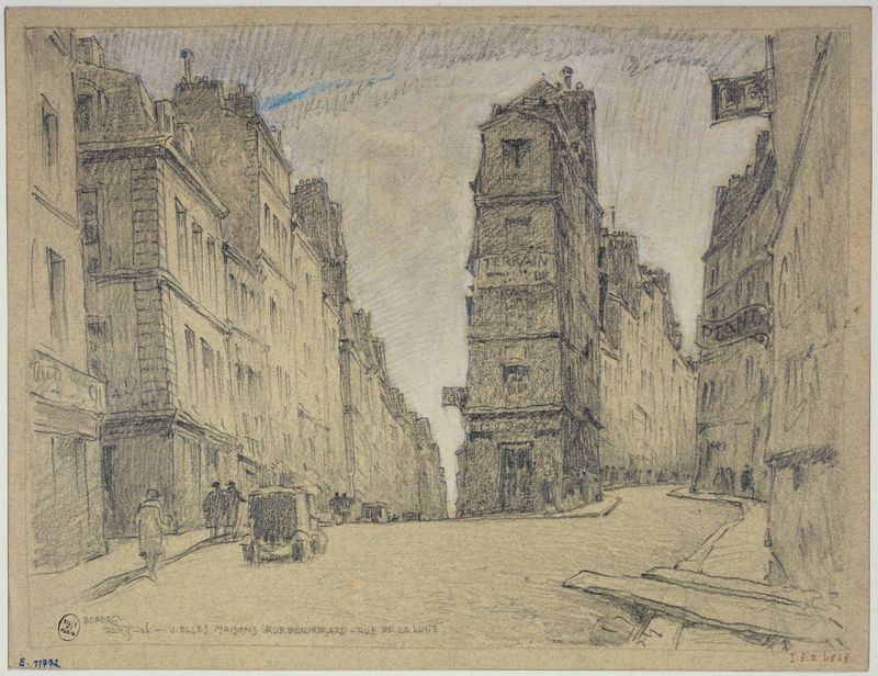 Pintura al óleo de Ferdinand Boberg que muestra edificios históricos en una calle.