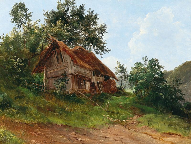 Interior scene of a derelict house by Franz Steinfeld, depicting decay and architecture