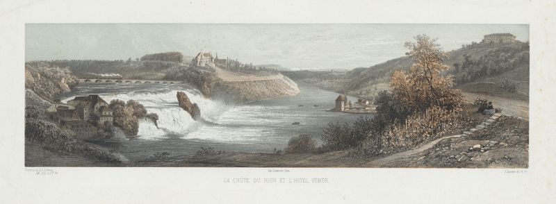 Paisaje con río y rocas de Jean Jacottet, pintura al óleo.