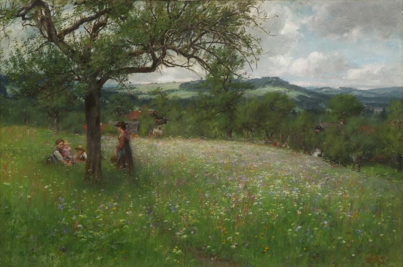 Landscape scene with soft hues, oil on canvas by Johann Sperl