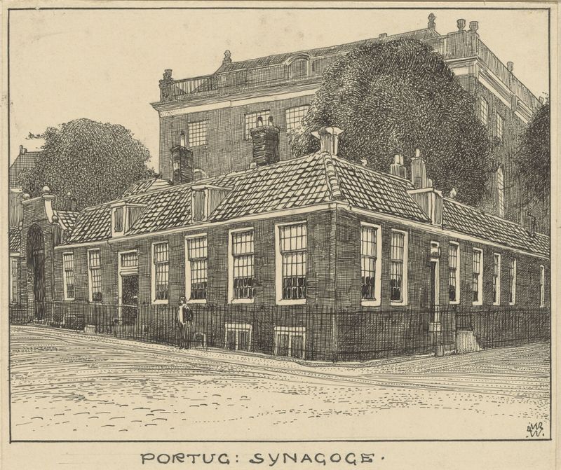 De Portugese Synagoge te Amsterdam de Willem Wenckebach, óleo sobre lienzo