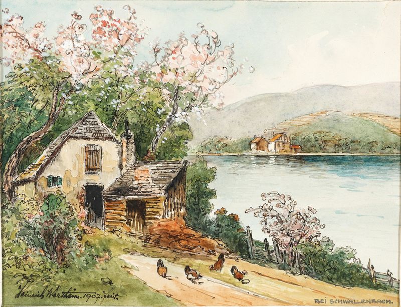 Spring in the Wachau valley, oil on canvas by Heinrich Josef Wertheim