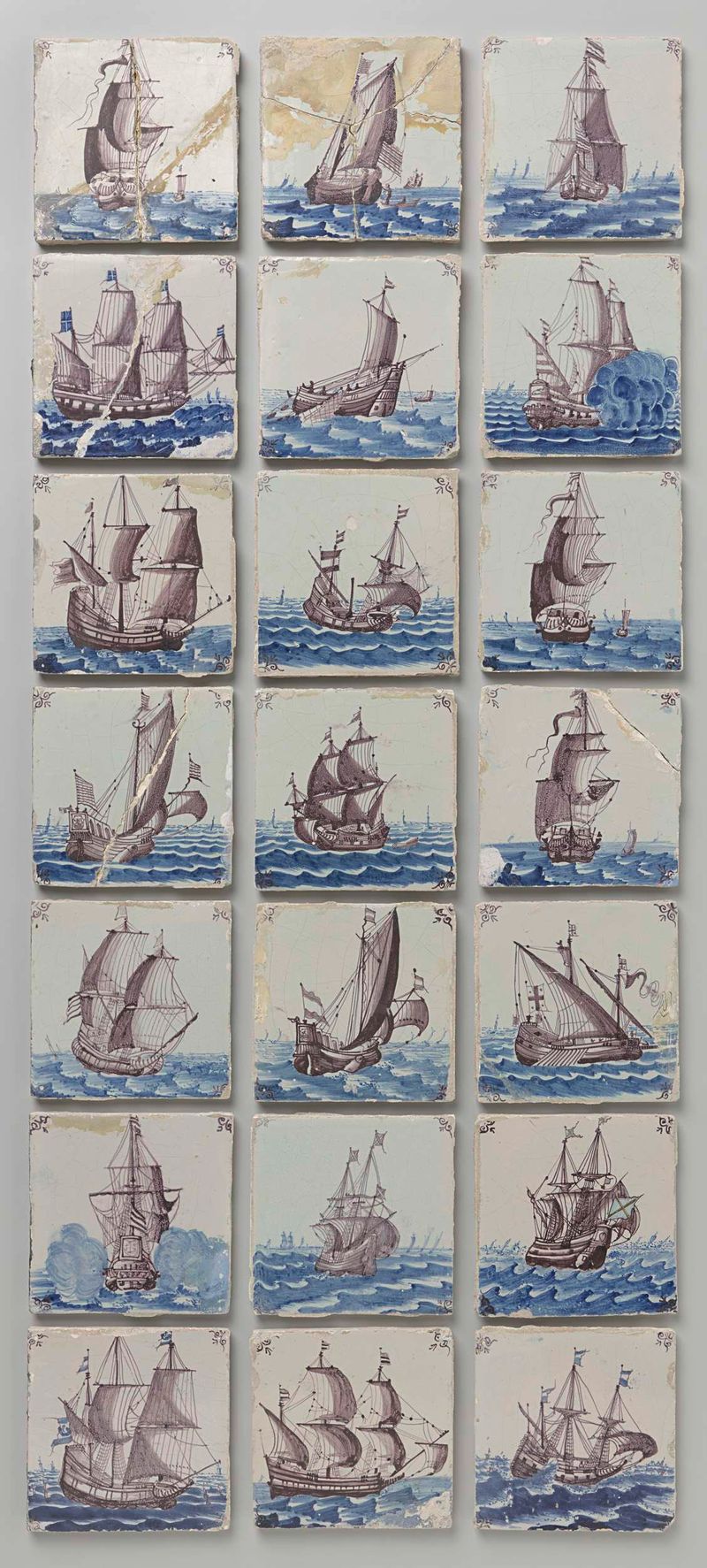 Azulejos decorativos da Idade de Ouro Holandesa por artista desconhecido