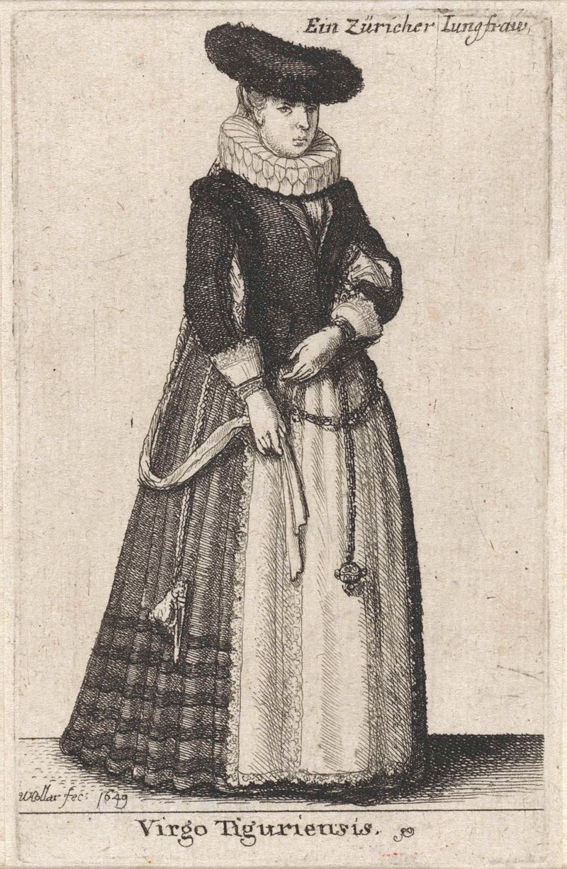 Retrato de una joven en grabado de Wenceslaus Hollar