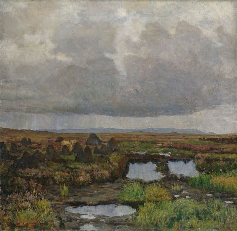 Peat bog landscape by Kitty Kielland, oil painting