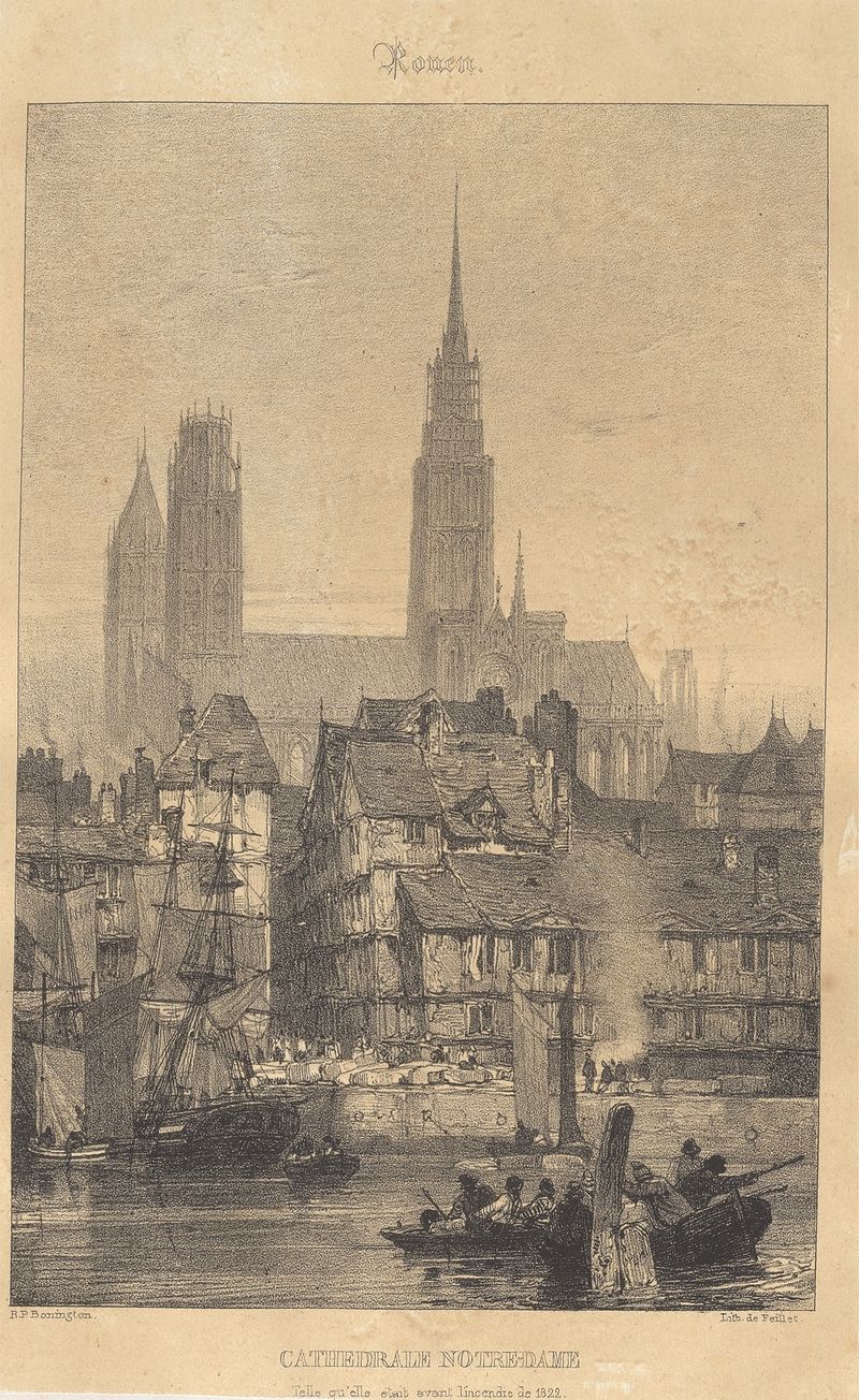 Rouen – Cathedrale Notre-Dame by Richard Parkes Bonington, oil painting depicting gothic architecture.