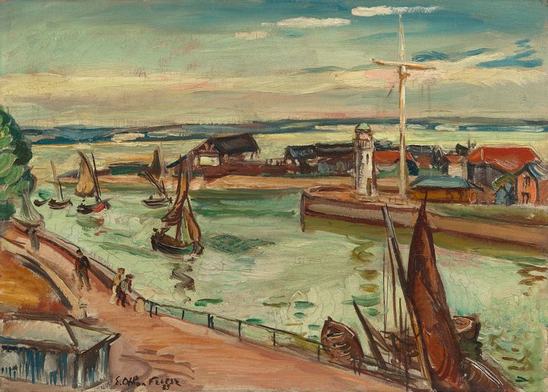 Marine scene with boats in vibrant colors by Emile Othon Friesz, oil painting