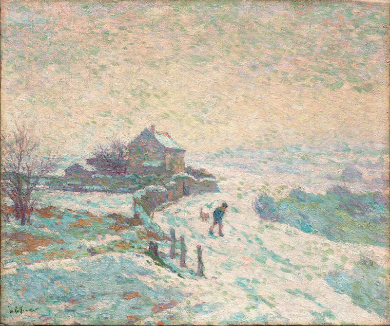 Winter landscape with snow and a village by Claude Emile Schuffenecker, oil painting