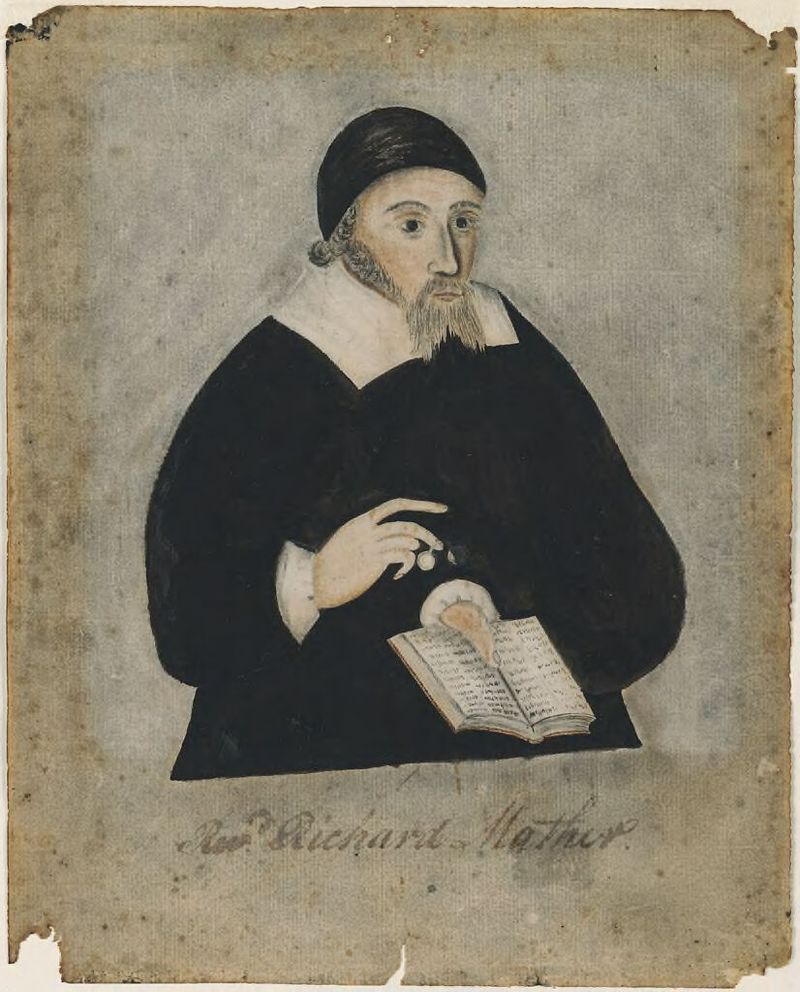 Retrato de Richard Mather, papel, por Thaddeus Mason Harris