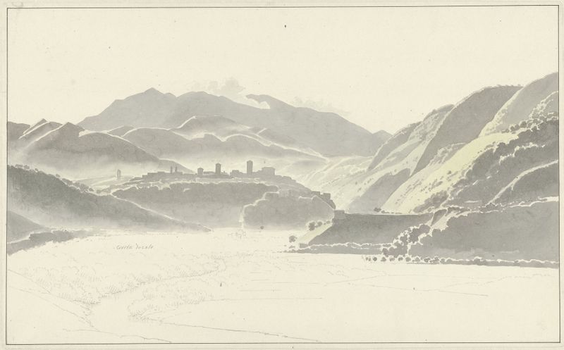 Vista del paisaje de Cittaducale por Josephus Augustus Knip, pintura al óleo