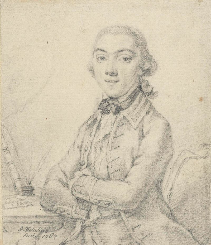 Retrato de un joven en un escritorio, papel de Johannes Heinsius