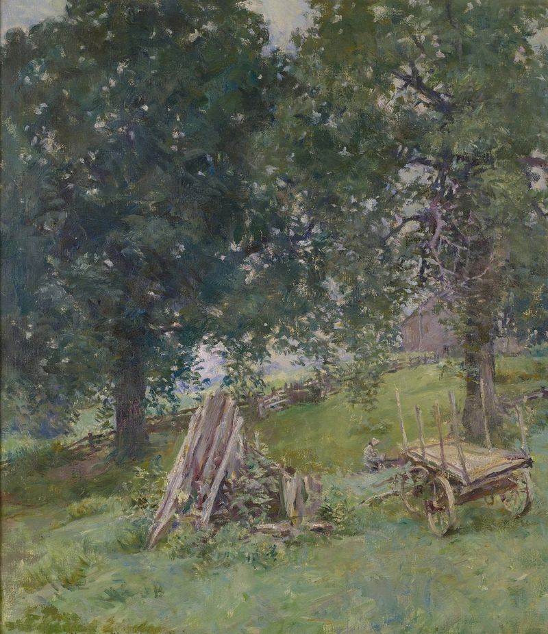 Summer Afternoon de Howard Chandler Christy, óleo sobre tela retratando mulheres e crianças sob árvores.